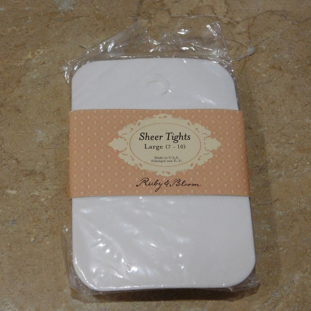 Ruby & Bloom White Nylon Tights Large 7 - 10